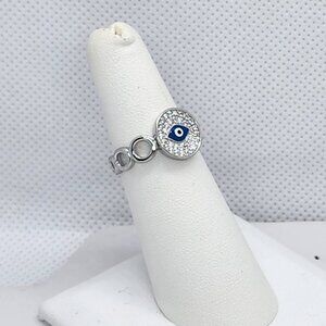Brand New Sterling Silver 925 Blue Evil Eye Ring